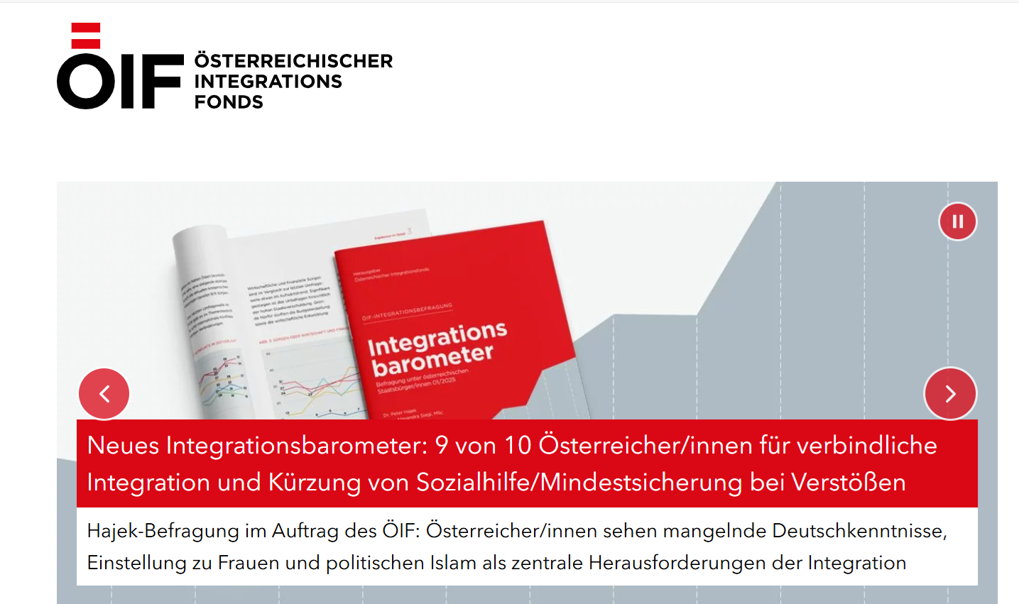 2025_06_20_Integrationsbarometer Die Zuwanderer sollen di e deutsche Sprache für Integration erlernen, fordern laut Umfrage 9 von 10 österreichischen Staatsbürgern. Foto: Screenshot ÖIF