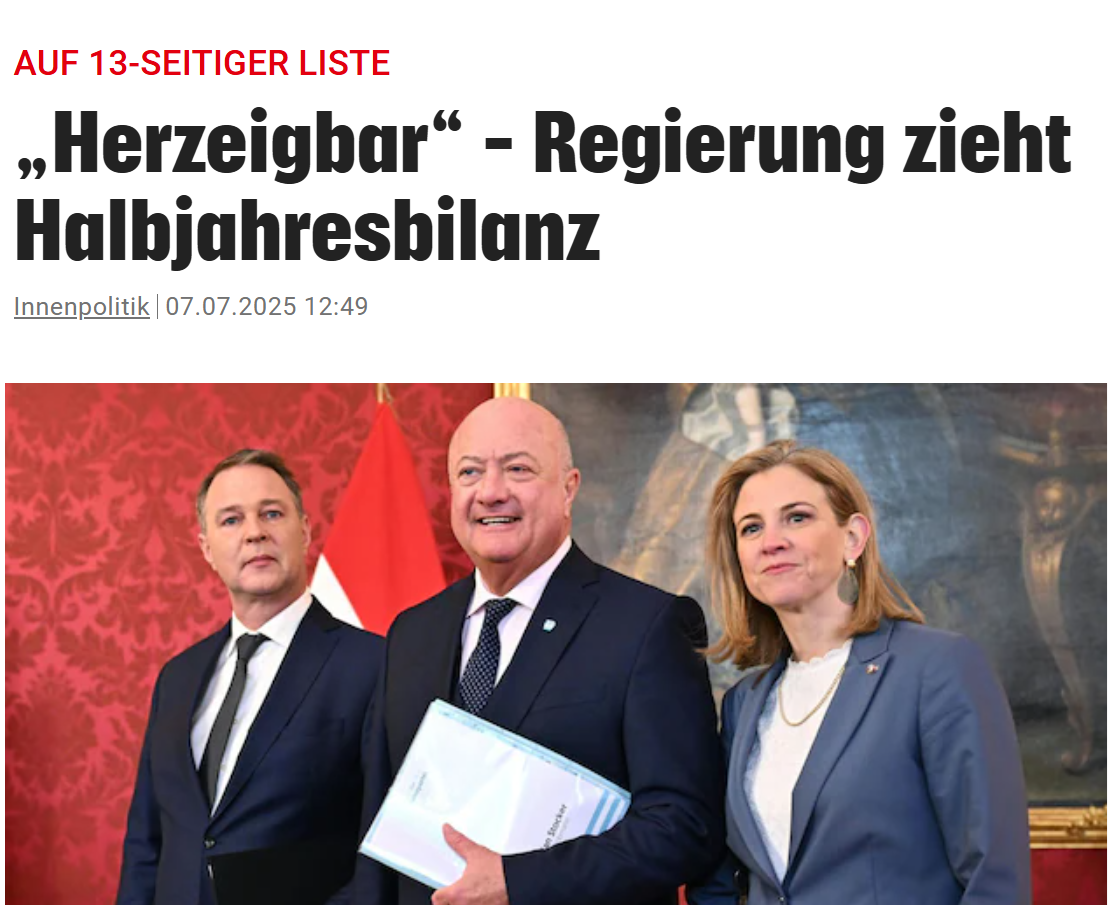 Die Regierungsbilanz ist herzeigbar, titelt die Krone (Screenshot krone.at)