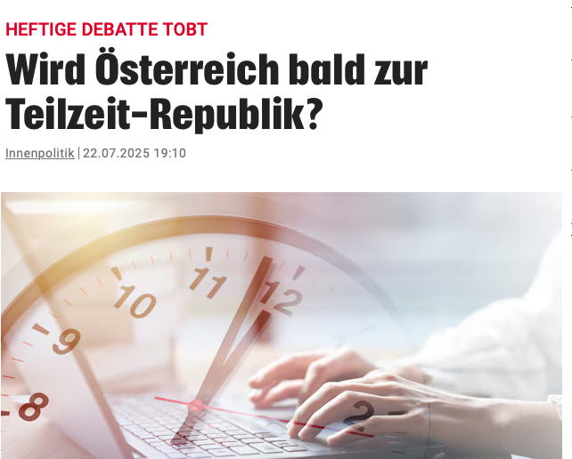 Wird Österreich bald zur Teilzeit-Republik, fragt die Kronen-Zeitung