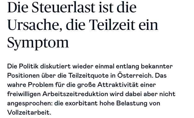 Fakten begründen Kritik an Teilzeit, schreibt die Tageszeitung Die Presse