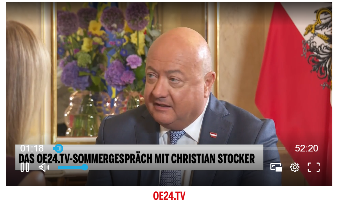 Bundeskanzler Christian Stocker im Interview mit oe24. (Screenshot)