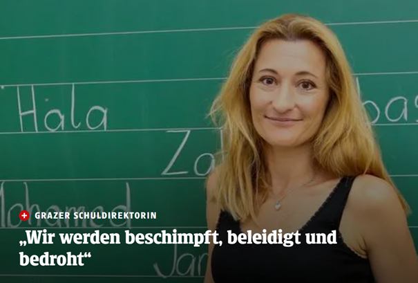 Barbara Gmeiner ist Direktorin einer Brennpunktschule in Graz-Gries. Im Interview mit der Kleinen Zeitung schildert sie die Verhältnisse. Bild: Screenshot kleinezeitung.at