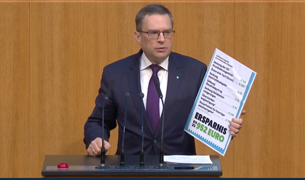 Klubobmann und Sozialsprecher der ÖVP, August Wöginger: Die Entlastungen wirken, doch die FPÖ stimmt bei keiner Maßnahmen mit. Screenshot parlament.gv.at