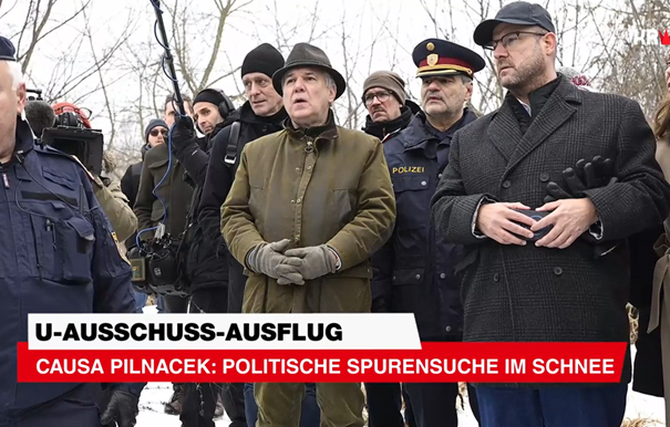 Die FPÖ ist eine Gefahr für die Sicherheit, erklärt ÖVP-Generalsekretär Nico Marchetti anhand von drei Gründen. Einer davon ist, dass die FPÖ das Vertrauen in die Ermittlungsarbeit der Polizei erschüttert, etwa im Pilnacek-Ausschuss. Foto (Pilnacek-Ausschuss an der Donau): Screenshot Krone.at