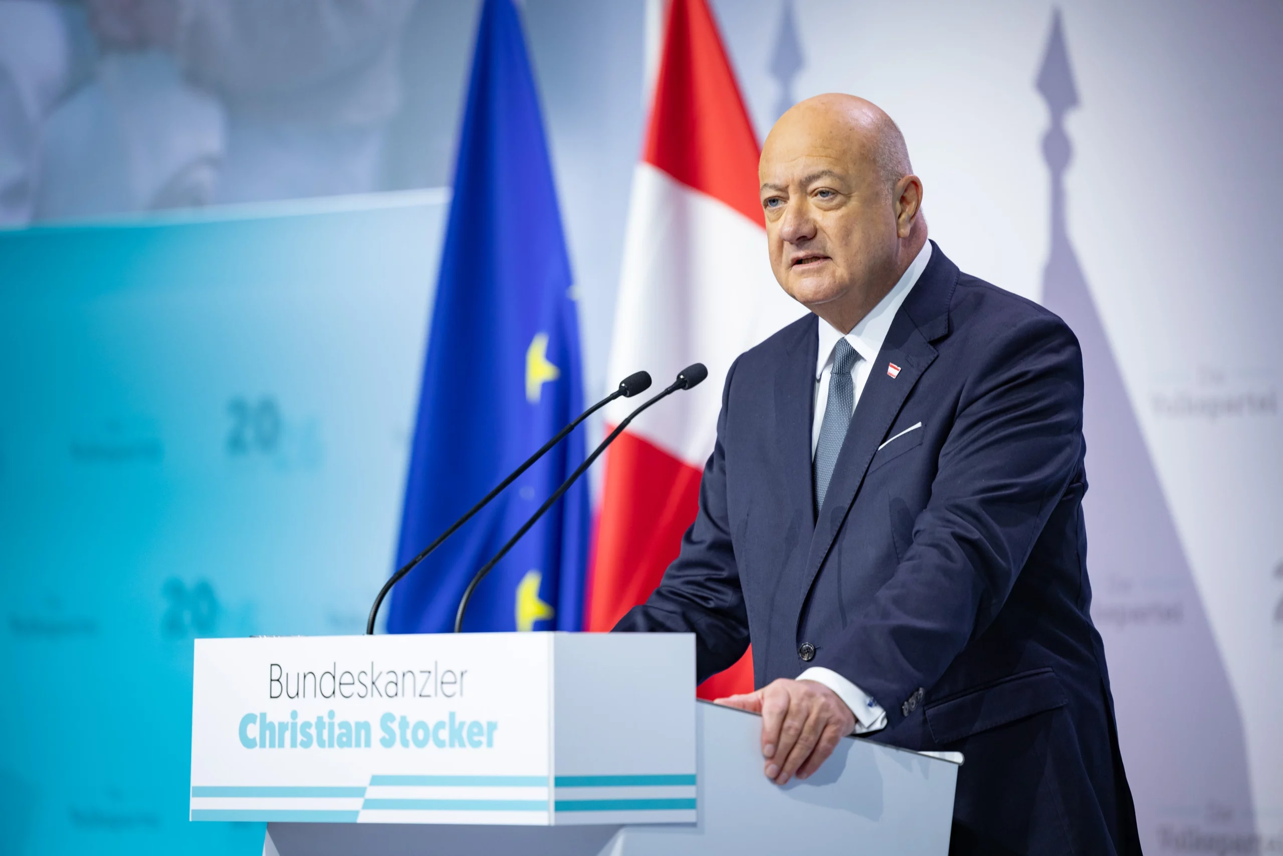 Bundeskanzler und ÖVP-Obmann Christian Stocker nannte in seiner Rede die Gründe für ein starkes Milizsystem und für eine Volksbefragung zur Heeresreform. Foto: ÖVP