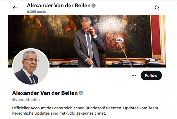 Bundespräsident Alexander Van der Bellen ist für die vorgeschlagene Verlängerung des Wehrdienstes, teilte er auf Twitter (jetzt: X) mit (Bild).