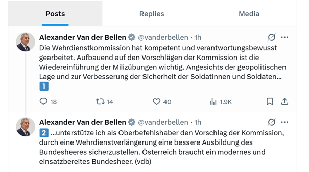 Klare Stellungnahme von Alexander Van der Bellen.
