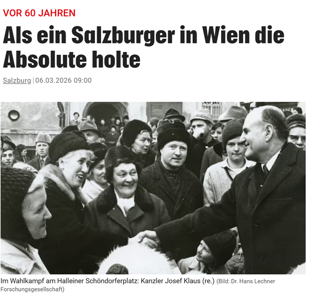 Josef Klaus im Wahlkampf 1966 in seinem Heimatbundesland: Rückblick auf krone.at