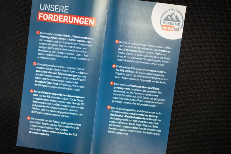 Die 8 Forderungen des Wipptales an Rom, Brüssel, Wien und Berlin. Foto: Land Tirol/Fitsch