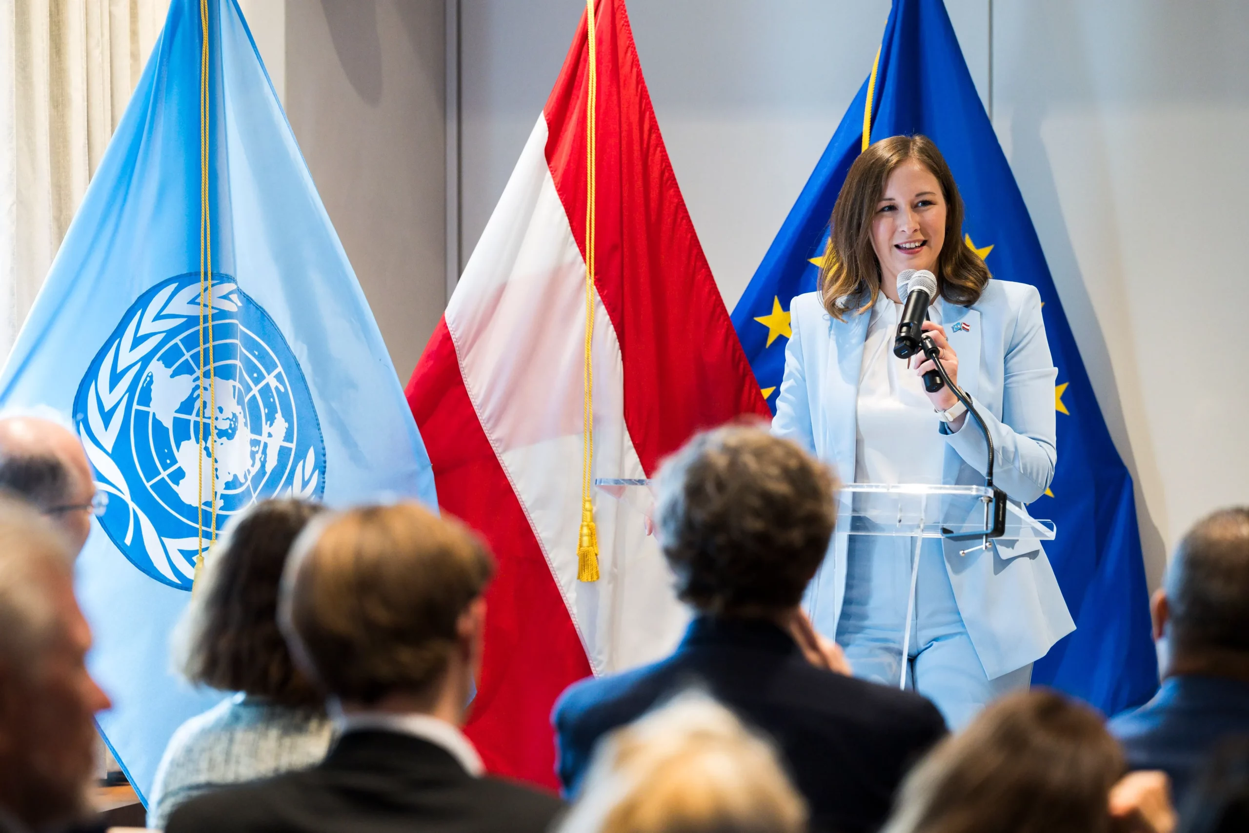 Ministerin Claudia Bauer sprach im Juli in New York bei einem Jugendforum (Bild) und bei den UNO zu den Nachhaltigkeitszielen. Foto: Chr. Dunker