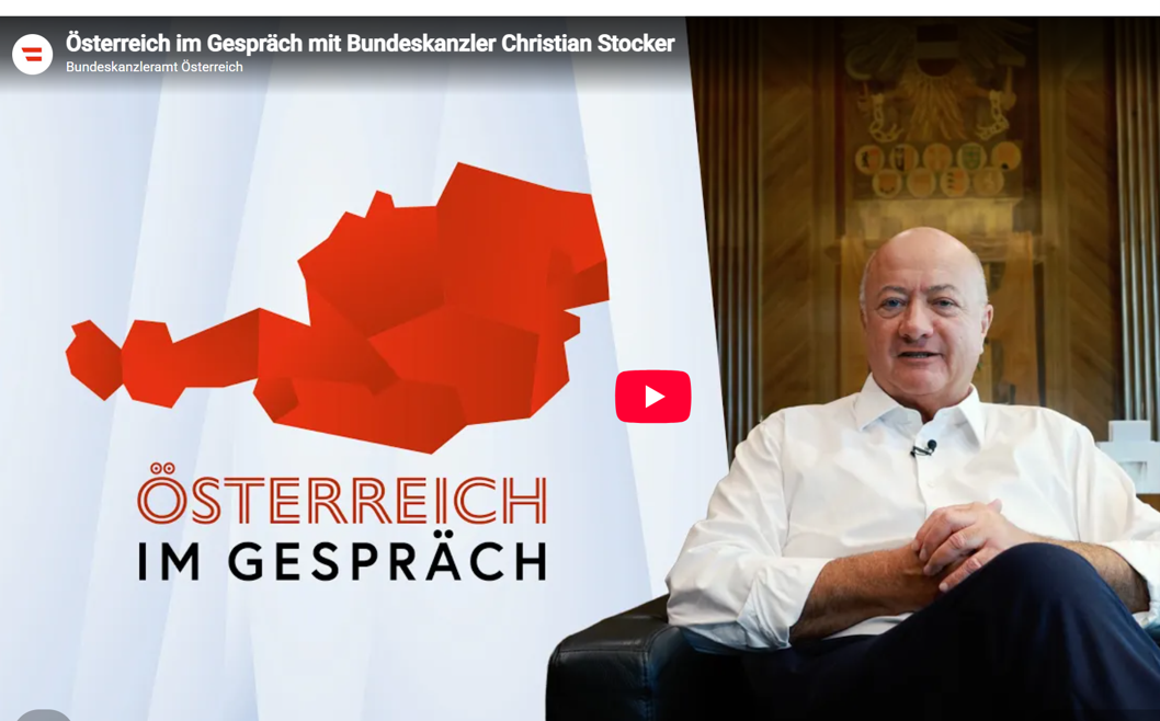 Kanzler Christian Stocker kommt in alle Bundesländer, um direkte und persönliche Gespräche mit Bürgerinnen und Bürgern zu führen. Screenshot Bundeskanzleramt