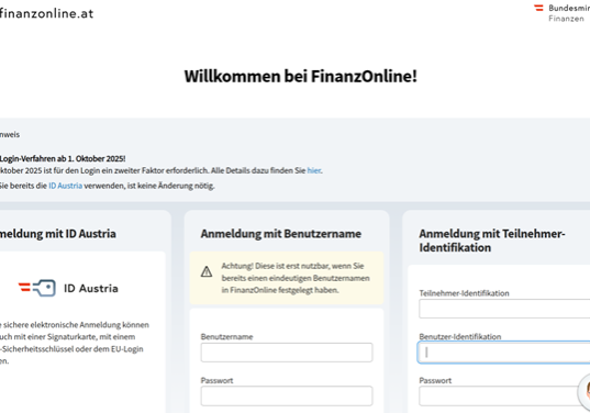 Finanz Online: Ab 1. Oktober Zugang mit 2-Faktor-Authentifizierung. Empfohlen wird ID Austria, erklärt das Finanzministerium.