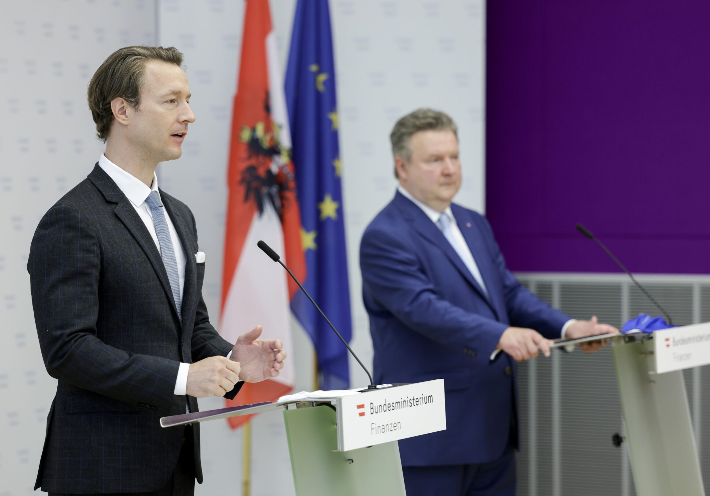 Finanzminister Gernot Blümel und Städtebund-Präsident Bürgermeister Michael Ludwig; Foto: BMF