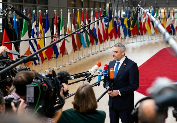 Bundeskanzler Karl Nehammer vor dem Europäischen Rat in Brüssel: Für koordinierten Einkauf von Gas. Foto: Bka/Christopher Dunker