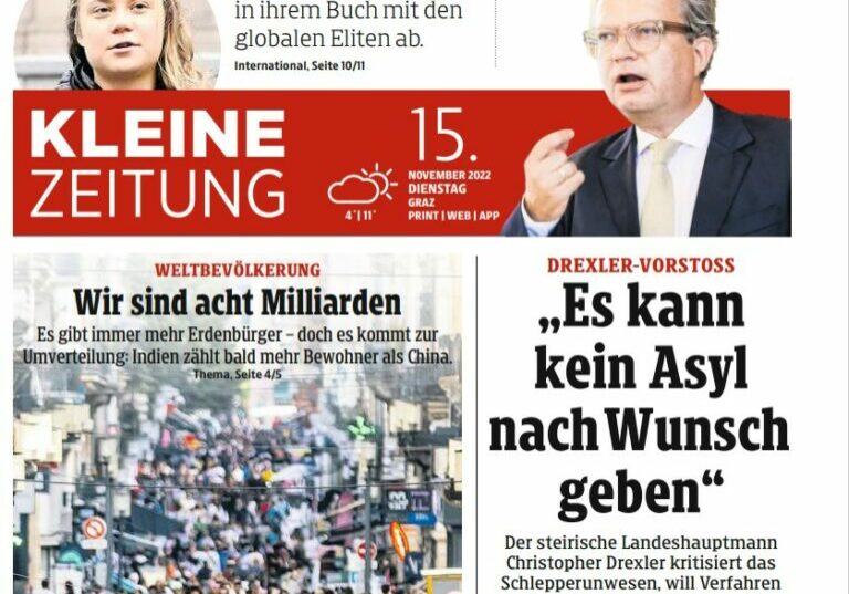 Landeshauptmann Christoph Drexler und weitere Länderchefs sprechen sich dafür aus, Asylregeln und Rechtsprechung zu überarbeiten. Screenshot: Kleine Zeitung, 15.11.2022