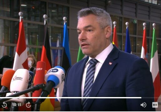 Österreich setzt illegale Migration auf Tagesordnung: Bundeskanzler Karl Nehammer beim Gipfel der Staats- und Regierungschefs in Brüssel.