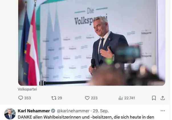 Dankte den tausenden Wahlhelfern. Bundeskanzler Karl Nehammer.