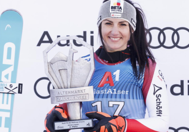 Stefanie Venier ist eine der Sportlerinnen, die im Podcast Finance Friday mit Ressortchef Magnus Brunner über Sportkarriere und Ausbildung in der Finanz sprechen. Foto: Screenshot Facebook Stefanie Vernier,