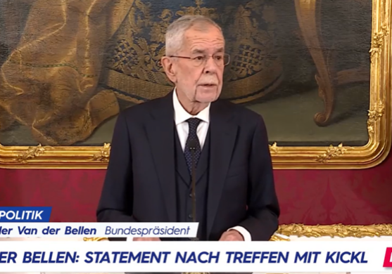 Bundespräsident Alexander Van der Bellen erteilte dem Obmann der FPÖ, Herbert Kickl, den Auftrag, mit der ÖVP Gespräche über die Bildung einer neuen Bundesregierung zu führen. Foto: Screenshot PULS 4