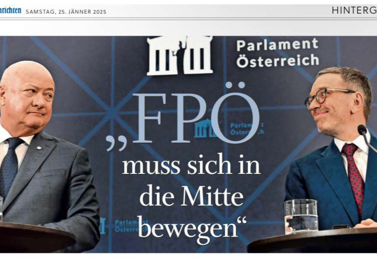 In den Verhandlungen um eine Koalition drängt die ÖVP auf einen Kurs der Mitte, berichten - wie andere Zeitungen - die Salzburger Nachrichten nach einem Gespräch mit ÖVP-Bundesparteiobmann Christian Stocker.