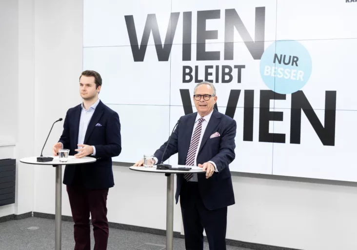 Karl Mahrer und Harald Zierfuß präsentieren den Deutschförderplan der ÖVP Wien. Foto: VP Wien