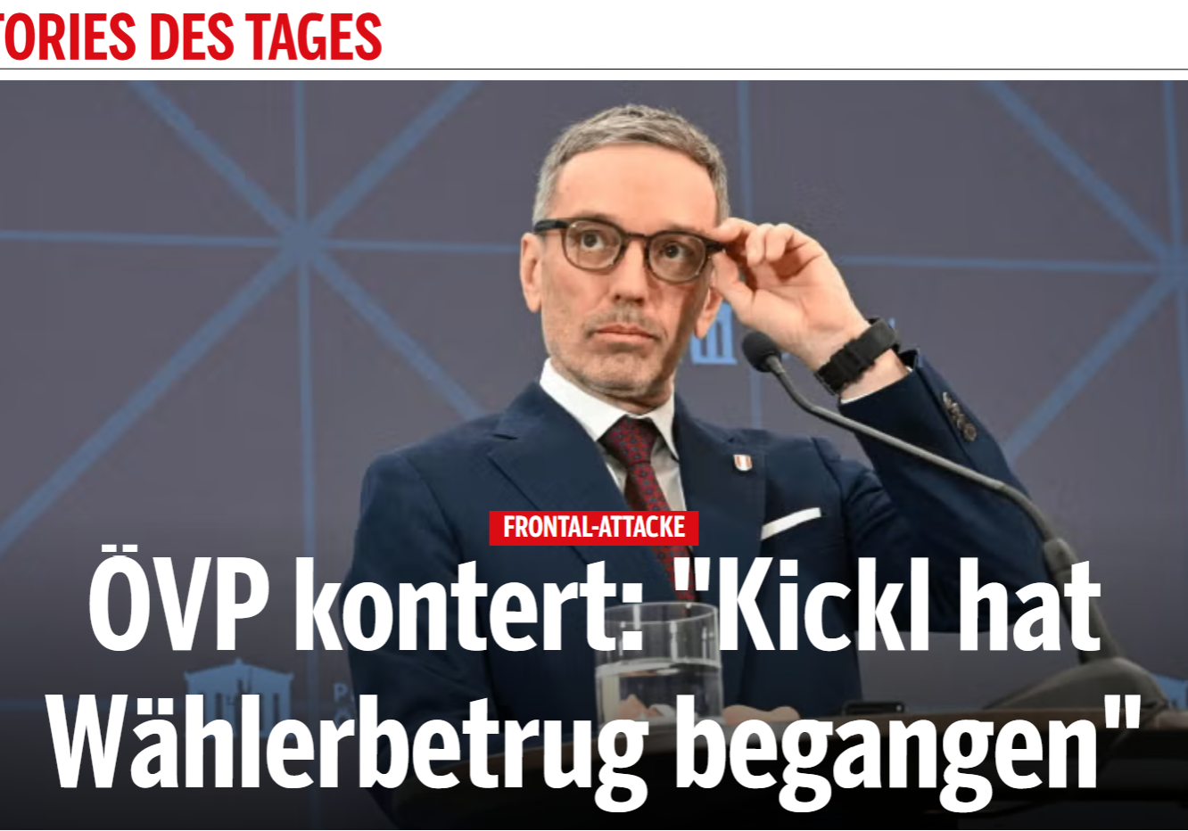Alexander Pröll, Generalsekretär der ÖVP, rechnet mit FPÖ-Obmann Herbert Kickl ab: Dieser habe nur wenige Stunde verhandelt und die Chance auf Regierungsbeteiligung verspielt. Foto: Screenshot oe24.at