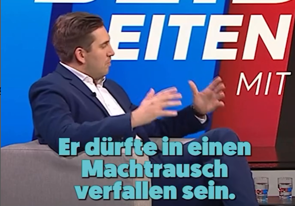 Alexander Pröll präsentiert auf vielen Kanälen - hier bei Puls TV - Abrechnung mit FP-Chef Herbert Kickl: Dieser hätte Chancen gehabt, aber den Auftrag zur Regierungsbildung zurückgelegt. Screenshot Instagram
