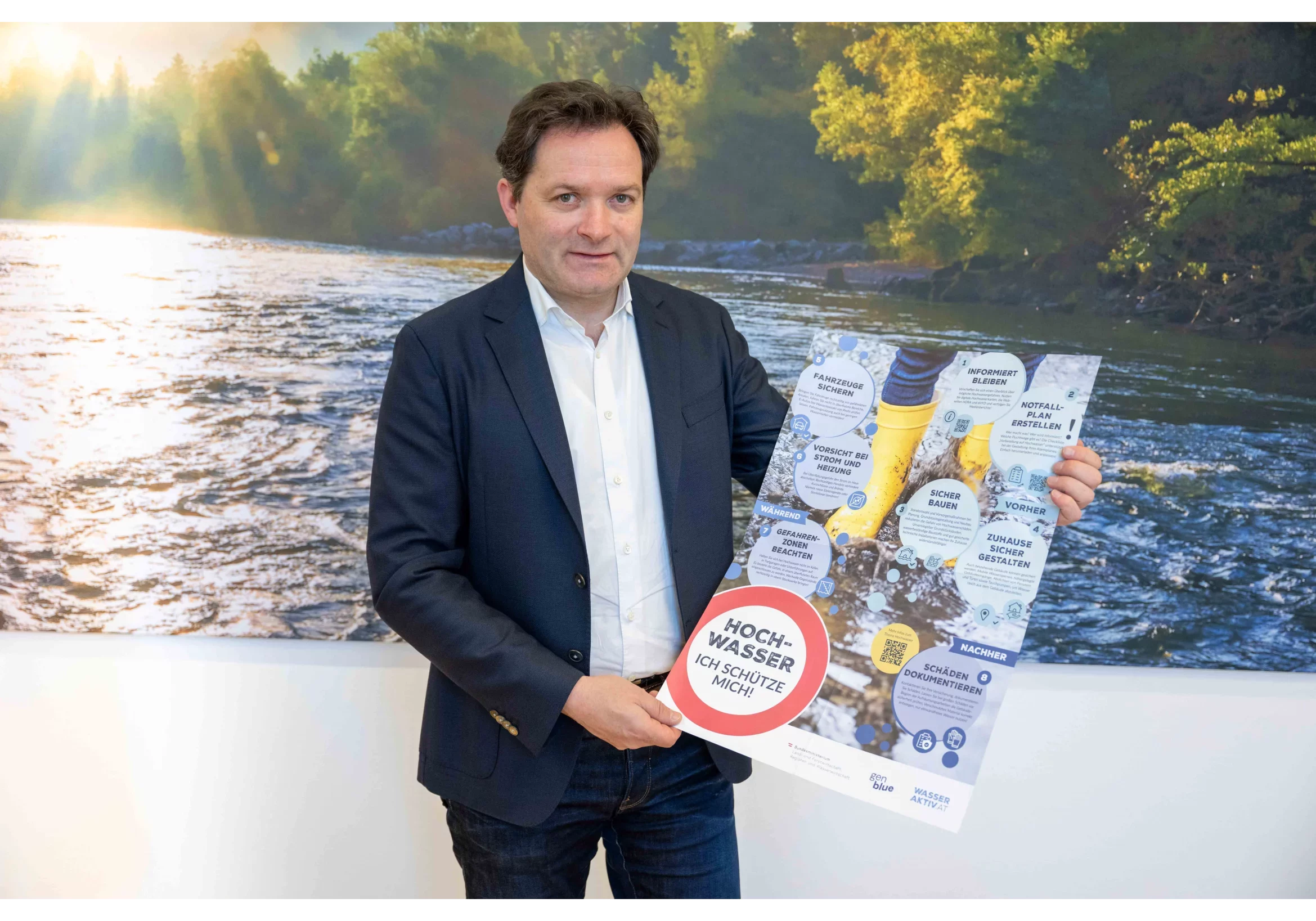 Info-Initiative für Schutz vor Hochwasser: Umwelt- und Wasserminister Norbert Totschnig. Foto: BMLUK / Hemerka