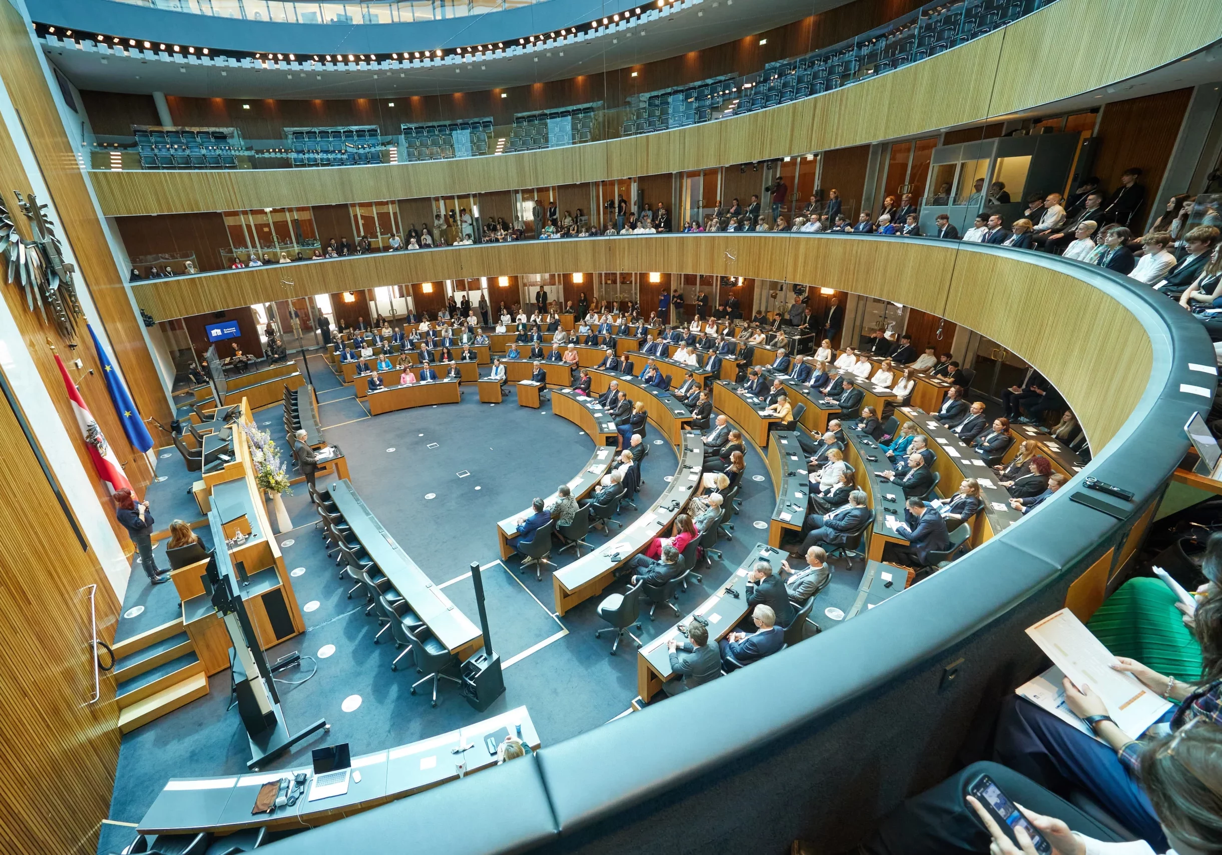 Festakt zum Europatag im Parlament in Wien: Kommissar Magnus Brunner zeigt Chancen für Wachstum auf. Foto: Thomas Topf