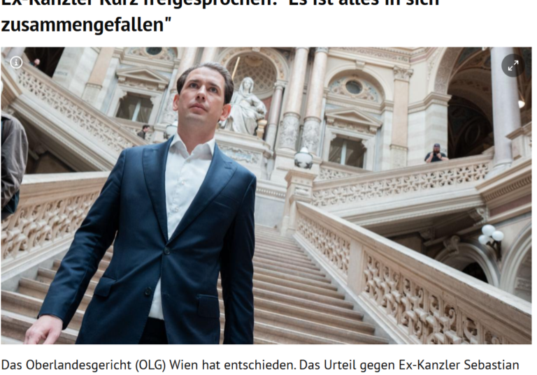 Freispruch für Sebastian Kurz: Vorwürfe sind zusammengefallen. Bild: Screenshot Kurier.at