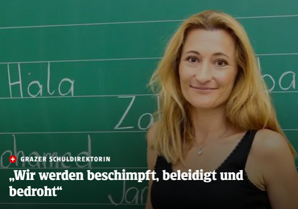 Barbara Gmeiner ist Direktorin einer Brennpunktschule in Graz-Gries. Im Interview mit der Kleinen Zeitung schildert sie die Verhältnisse. Bild: Screenshot kleinezeitung.at