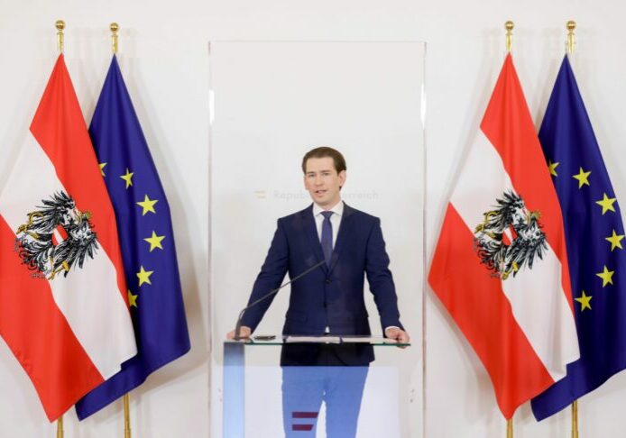 Bundeskanzler Sebastian Kurz bei seiner Erklärung vor den Medien. Foto: BKA/ Andy Wenzel