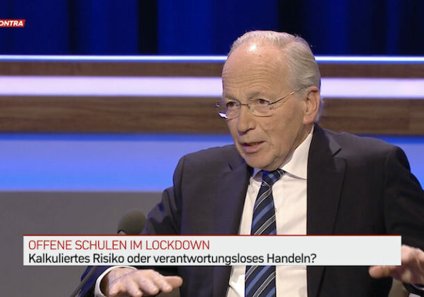 Prof. Dr. Rudolf Taschner spricht sich für offene Schulen aus. Screenshot: Puls24.at