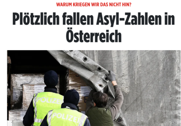Die deutsche Bild-Zeitung befasst sich in einem Beitrag mit den rückläufigen Asylzahlen in Österreich und fragt sich, wieso das Deutschland nicht hinbekommt. Foto: Screenshot Zur-Sache/Bild.de