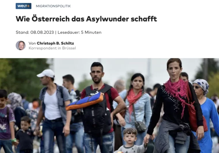 Von einem "Asylwunder" in Österreich schreibt die deutsche Welt in ihrer Onlineausgabe. Foto: Screenshot welt.de/Zur-Sache