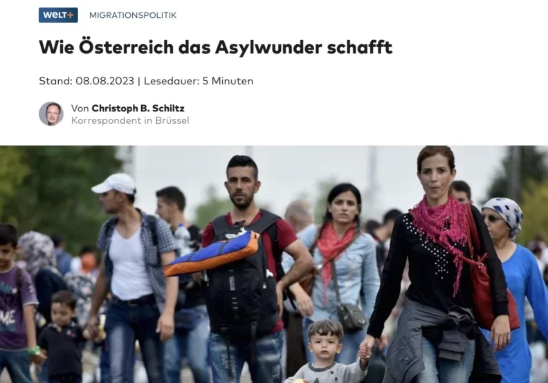 Von einem "Asylwunder" in Österreich schreibt die deutsche Welt in ihrer Onlineausgabe. Foto: Screenshot welt.de/Zur-Sache