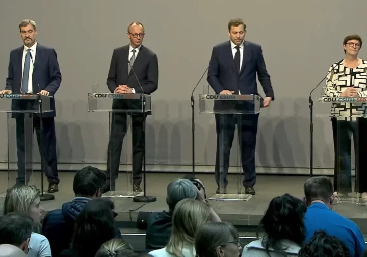 Die Parteichefs von CDU, CSU und SPD präsentierten das Koalitionsabkommen. Foto: Screenshot www.bild.de