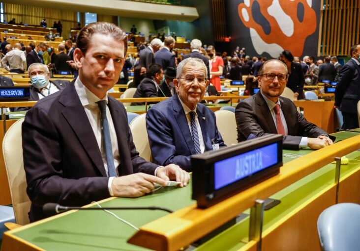 Bundeskanzler Kurz, Bundespräsident Van der Bellen, Außenminister Schallenberg bei der UN-GV. Foto: BKA, Dragan Tatic