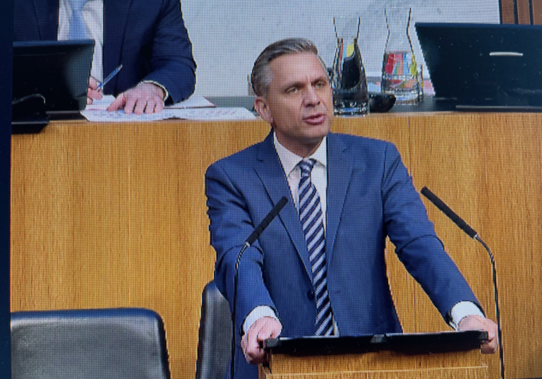 Reformen werden Betrauen in die Wirtschaftskammer wieder herstellen, denn es braucht eine starke Interessenvertretung und Sozialpartnerschaft: Wirtschaftsminister Wolfgang Hattmannsdorfer in der Aktuellen Stunde des Nationalrats. Foto: Screenshot Parlament.gv.at