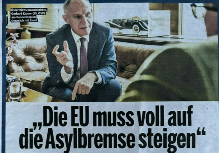 In der Bild am Sonntag skizziert Innenminister Gerhard Karner seine Forderungen für das EU-Innenministertreffen am 8. Juni. Das Asylsystem in Europa sei jedenfalls "kaputt". Foto: Screenshot Zur-Sache/Bild am Sonntag