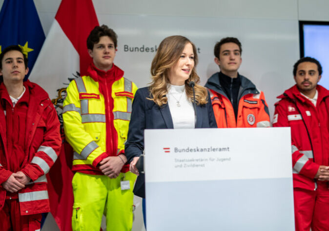 Erste Quartals-Zivildienst-Pressekonferenz mit Staatssekretärin Claudia Plakolm. Foto: Arno Melicharek
