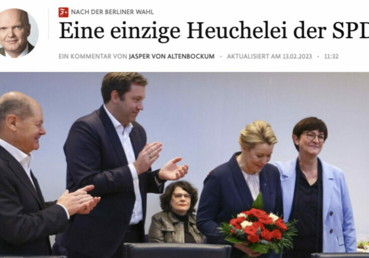Am Tag nach der Berlin-Wahl gehen Medien mit der SPD in der Bundeshauptstadt und im Bund hart ins Gericht. Die Bewertung reicht von "Heuchelei" bis zu "Macht-Kletten". Foto: screenshot faz.net