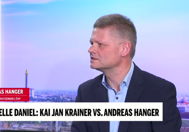 Andreas Hanger im Gespräch bei oe24. Screenshot: oe24