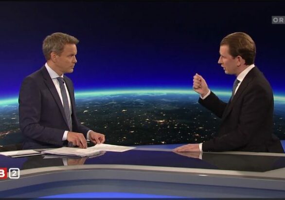 Bundeskanzler Sebastian Kurz klärt im Interview mit Matin Thür die Vorwürfe auf. Foto: Screenshot/ZiB2
