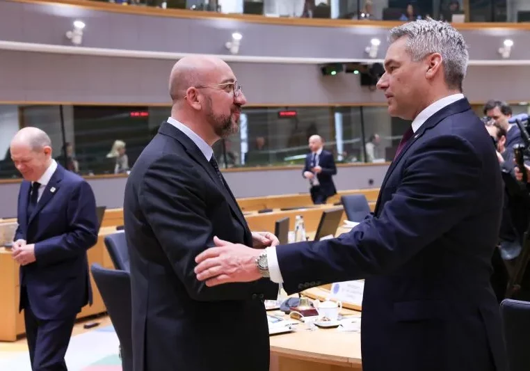 Ratstagung nächste Woche: Karl Nehammer und Rats-Präsident Charles Michel Foto: EU