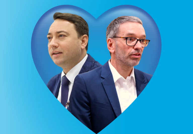 Lange ein ungleiches Paar: Manfred Haimbuchner und Herbert Kickl, doch nun im Wahlkampf ein Herz und eine Seele. - Fotos: Land OÖ/ Daniel Kauder; Florian Schrötter