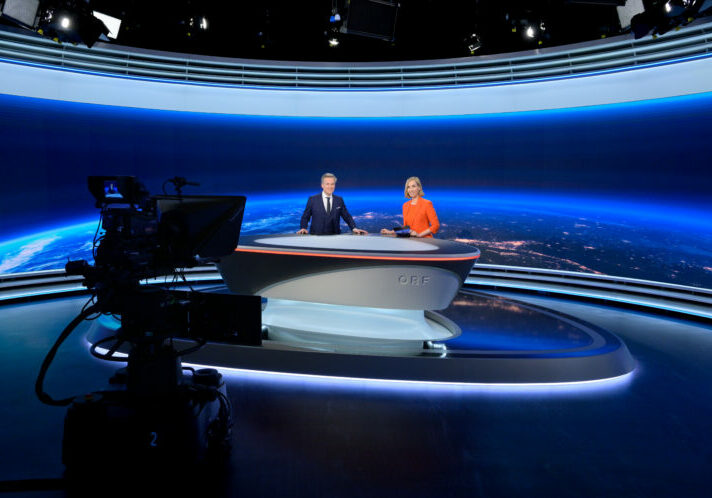 Fernsehstudio im neuen Newsroom des ORF. Foto: ORF/Thomas Ramstorfer.