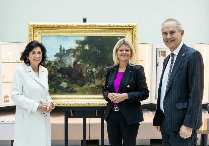 Direktorin Danielle Spera, Bundesministerin Klaudia Tanner, Botschafter Leigh Turner; Foto: JMW