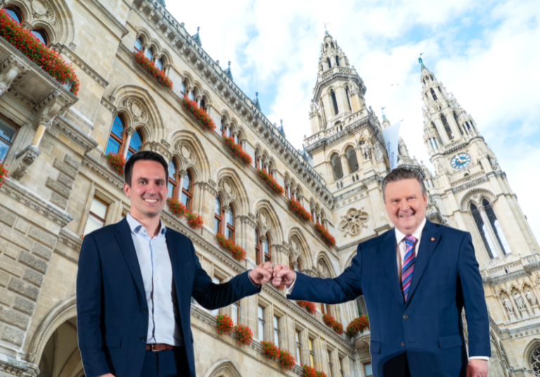 Machen bei Gebührenerhöhung gemeinsame Sache. SPÖ-Bürgermeister Ludwig (r.) und NEOS-Vizebürgermeister Wiederkehr (l.) erhöhen in der Bundeshauptstadt die Gebühren auf Wasser, Kanal und Müll. Fotos: wien.gv.at; iStock.com/ Gim42