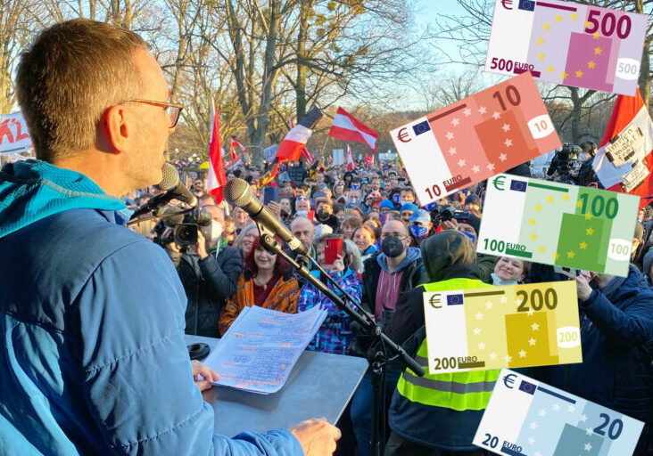 Herbert Kickl rief in der Vergangenheit wiederholt zu den Corona-Demos auf. - Foto: FPÖ; iStock / Rosifan19